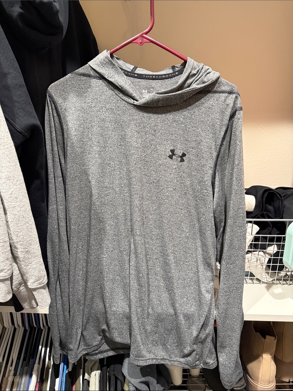 Under Armour Gray Hooded Performance Top